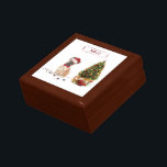 French Bulldog Funny Christmas Dog with Tree Gift Box<br><div class="desc">A decorated Christmas tree is surrounded by presents and a red stocking. A cute French Bulldog is wearing a santa hat and bow tie. The dog left muddy paw prints around. Send this gift for the holidays!</div>