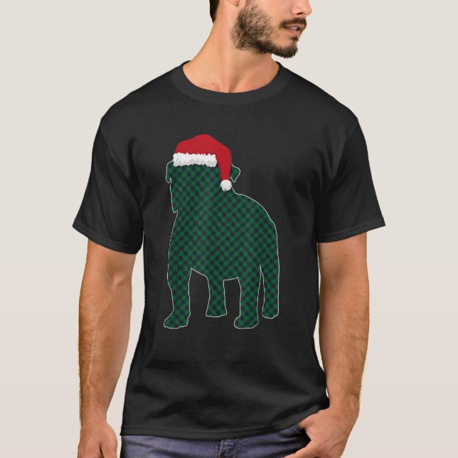French Bulldog Funny Christmas Pajama Santa Hat Gr T-Shirt (Front)
