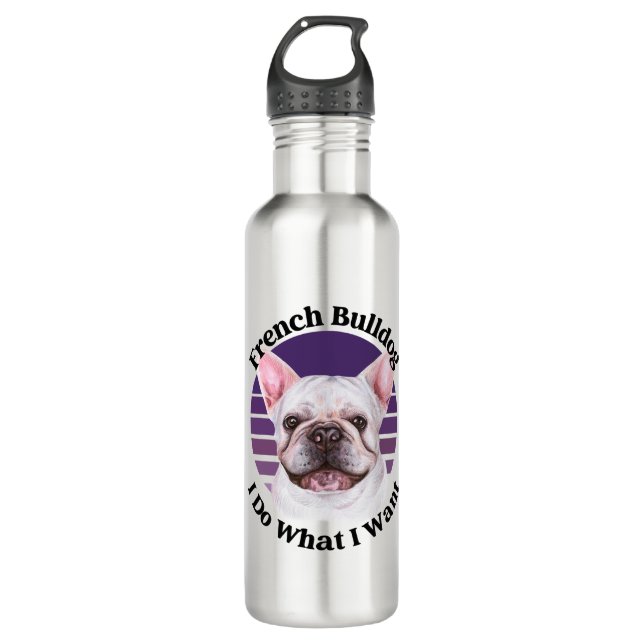 French Bulldog funny quote Stainless Steel Water Bottle (Front)