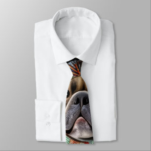French Bulldog funny sled ride on vacation Neck Tie