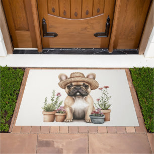 French Bulldog Gardening Flower Pots Doormat