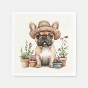 French Bulldog Gardening Flower Pots Napkins