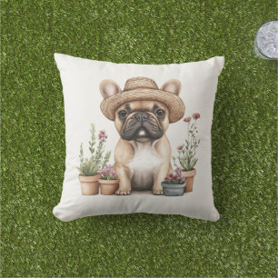 French Bulldog Gardening Flower Pots Outdoor Pillow