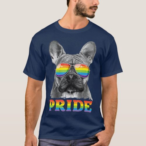 French Bulldog Gay Pride LGB Rainbow Flag LGBQ T_Shirt