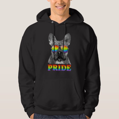 French Bulldog Gay Pride Lgbt Rainbow Flag Sunglas Hoodie