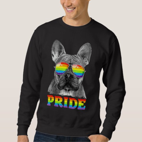 French Bulldog Gay Pride Lgbt Rainbow Flag Sunglas Sweatshirt