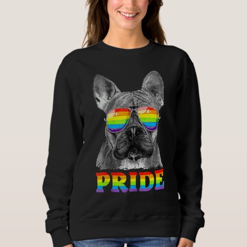 French Bulldog Gay Pride Lgbt Rainbow Flag Sunglas Sweatshirt