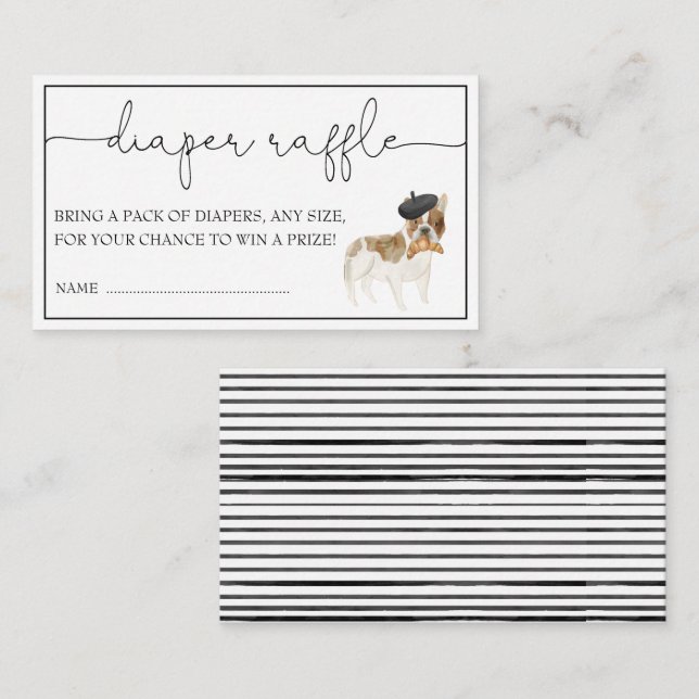 French Bulldog Gender Neutral Diaper Raffle Enclosure Card (Front/Back)