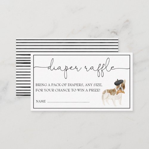 French Bulldog Gender Neutral Diaper Raffle Enclosure Card