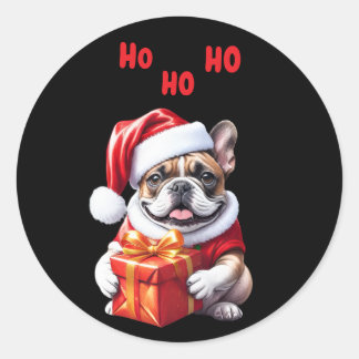 French Bulldog Geschenk mit Schleife Christmas Classic Round Sticker
