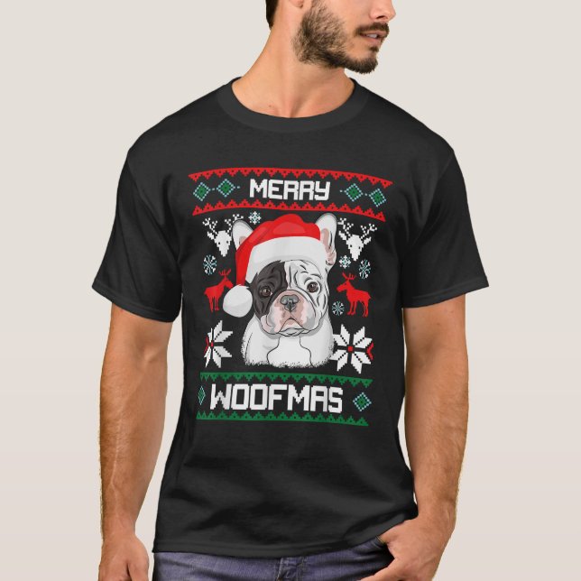 French Bulldog Gift For Merry Christmas Woofmas Fr T-Shirt (Front)