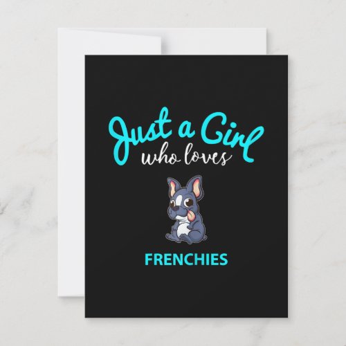 French Bulldog Girls Kids French Bulldog Gift Thank You Card