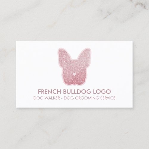 French Bulldog glitter pink sparkling puppy Business Card