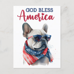 French Bulldog, God Bless America Postcard