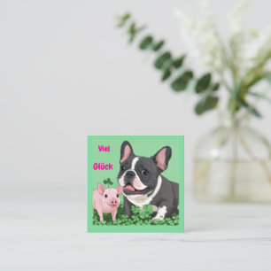 French Bulldog good luck Square Business Card