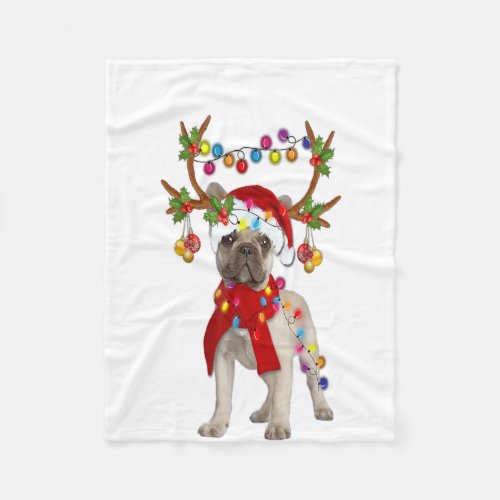 French Bulldog Gorgeous Reindeer Christmas Gift Fleece Blanket