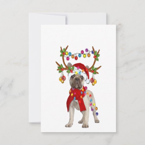 French Bulldog Gorgeous Reindeer Christmas Gift RSVP Card