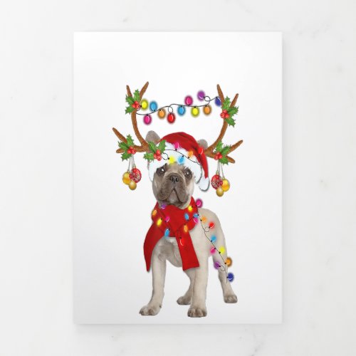 French Bulldog Gorgeous Reindeer Christmas Gift Tri_Fold Announcement