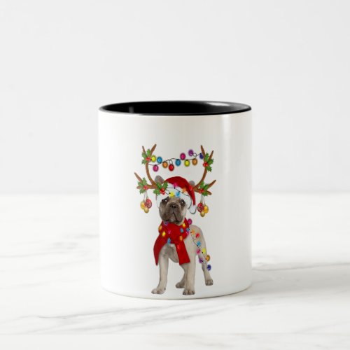 French Bulldog Gorgeous Reindeer Christmas Gift Two_Tone Coffee Mug