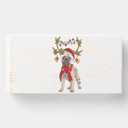 French Bulldog Gorgeous Reindeer Christmas Gift Wooden Box Sign