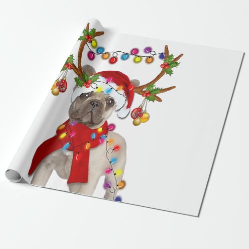 French Bulldog Gorgeous Reindeer Christmas Gift Wrapping Paper