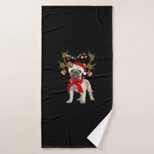 French Bulldog Gorgeous Reindeer Christmas Tree Bath Towel