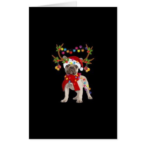 French Bulldog Gorgeous Reindeer Christmas Tree Card