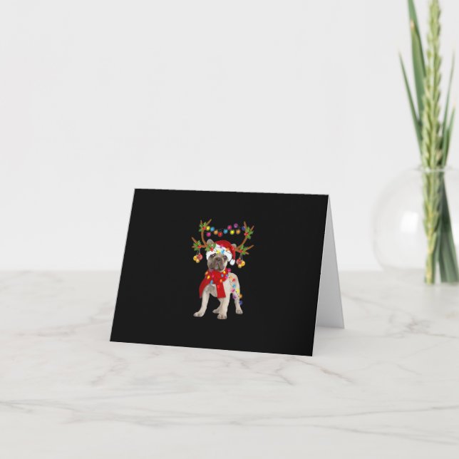 French Bulldog Gorgeous Reindeer Christmas Tree Card (Front)