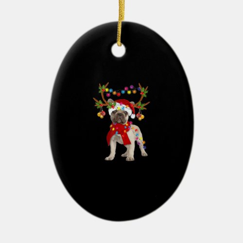 French Bulldog Gorgeous Reindeer Christmas Tree Ceramic Ornament