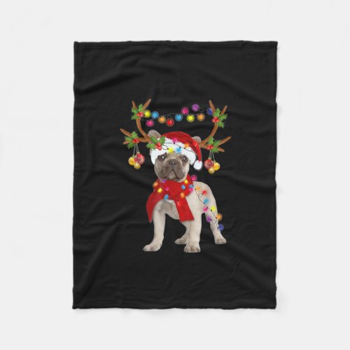 French Bulldog Gorgeous Reindeer Christmas Tree Fleece Blanket