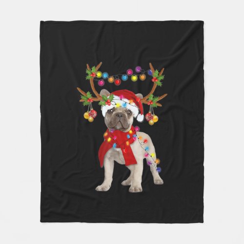 French Bulldog Gorgeous Reindeer Christmas Tree Fleece Blanket