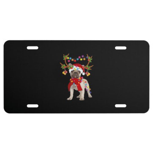 French Bulldog Gorgeous Reindeer Christmas Tree License Plate