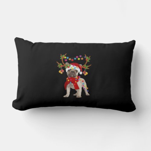 French Bulldog Gorgeous Reindeer Christmas Tree Lumbar Pillow