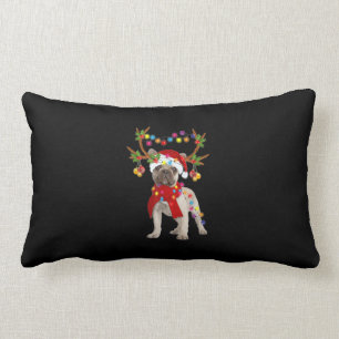 French Bulldog Gorgeous Reindeer Christmas Tree Lumbar Pillow