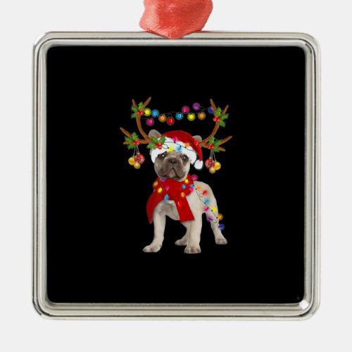 French Bulldog Gorgeous Reindeer Christmas Tree Metal Ornament