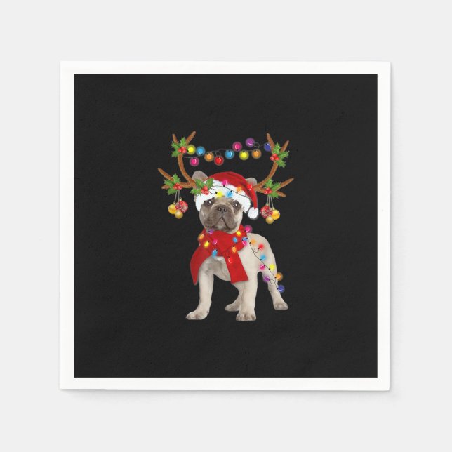 French Bulldog Gorgeous Reindeer Christmas Tree Napkins (Front)