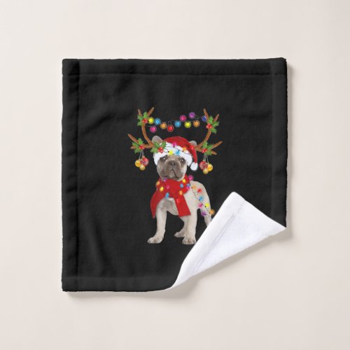 French Bulldog Gorgeous Reindeer Christmas Tree Wash Cloth