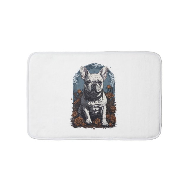 French Bulldog Gothic Floral   Bath Mat (Front)