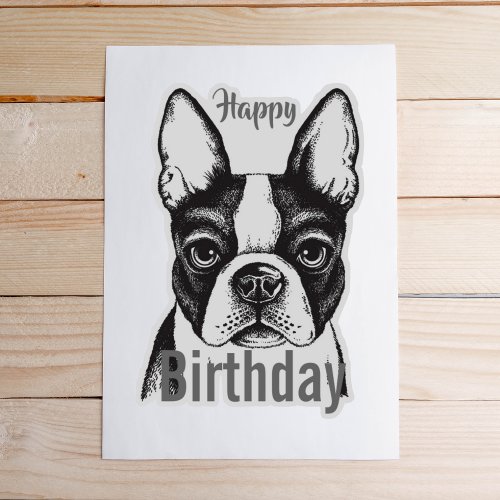 French Bulldog Gray Birthday Sticker
