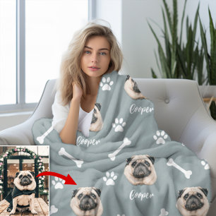 French Bulldog, Gray Personalized Pet Fleece Blanket