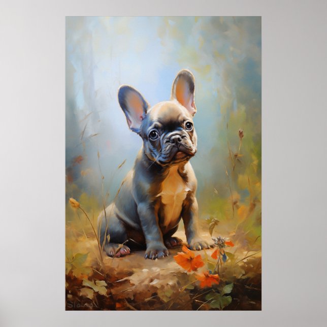 French Bulldog gray puppy  Poster (Front)