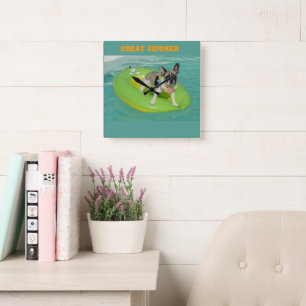 French Bulldog great summer vacation Square Wall Clock