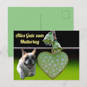 French Bulldog Green Heart French Bulldog Postcard
