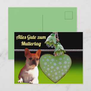 French Bulldog Green Heart French Bulldog Postcard