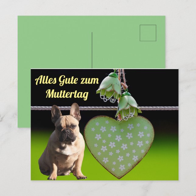 French Bulldog Green Heart French Bulldog Postcard (Front/Back)