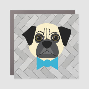 French Bulldog, Grey Herringbone, Car Magnet
