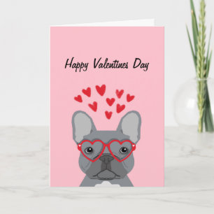 French Bulldog - grey valentines love card
