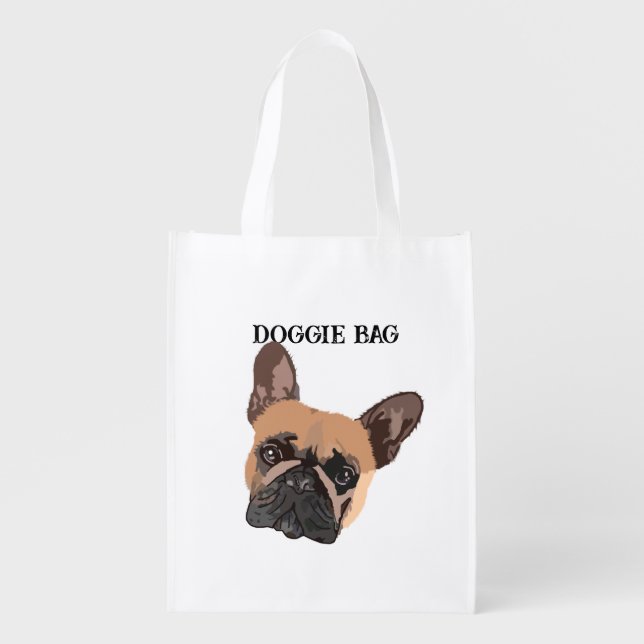 French Bulldog  Grocery Bag (Front)
