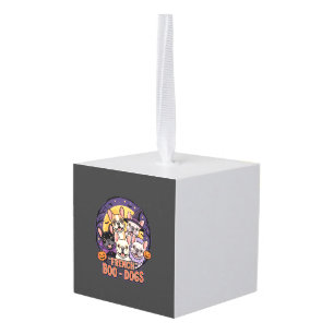 French Bulldog Halloween Boo Dogs Vector Cube Ornament
