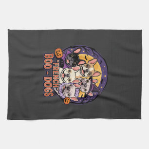 French Bulldog Halloween Boo Dogs Vector Kitchen Towel